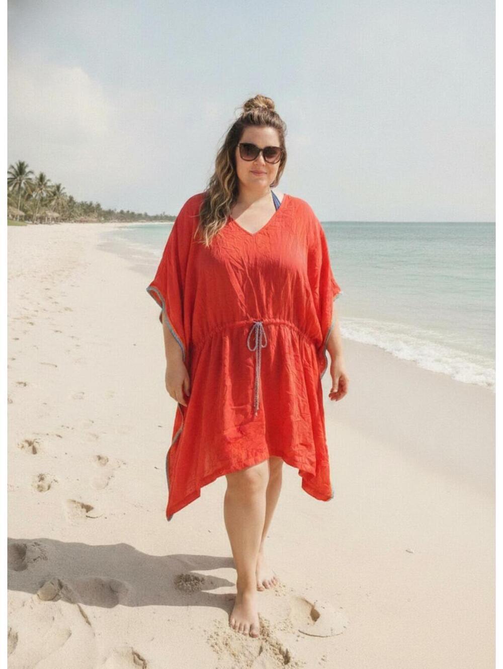 Swim Vacay Red Caftan Swim Cover-Up Dress Size 22/24